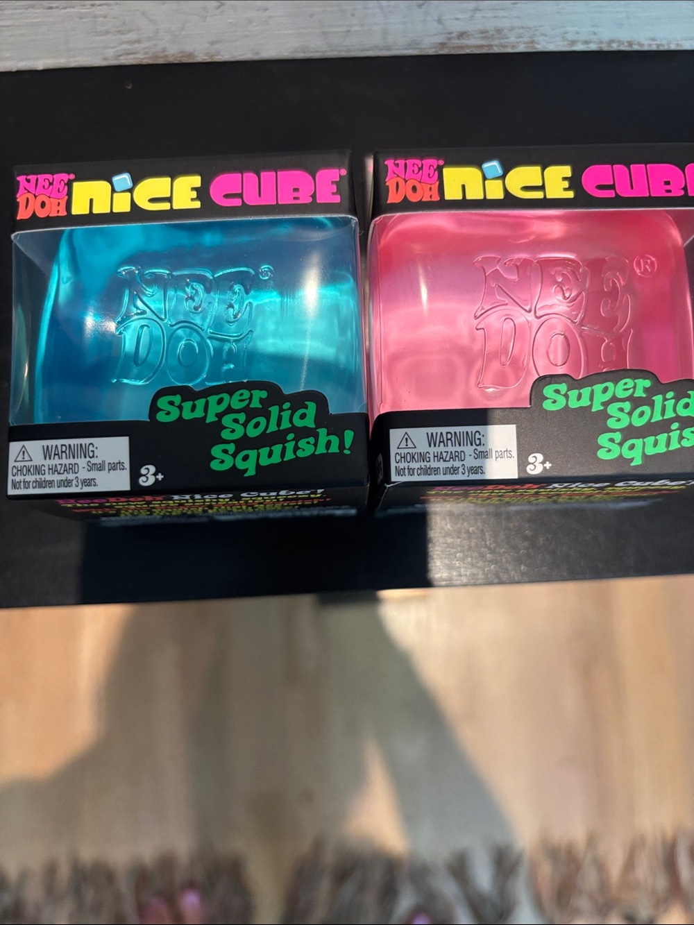 Two Needoh Nice Cubes - Pink & Blue Super Solid Squish - Picture 3 of 3